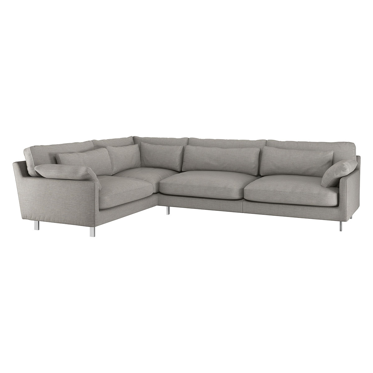 Cuscino Light Grey Textured FaBric Right-Arm Corner Sofa, Grey – image 3