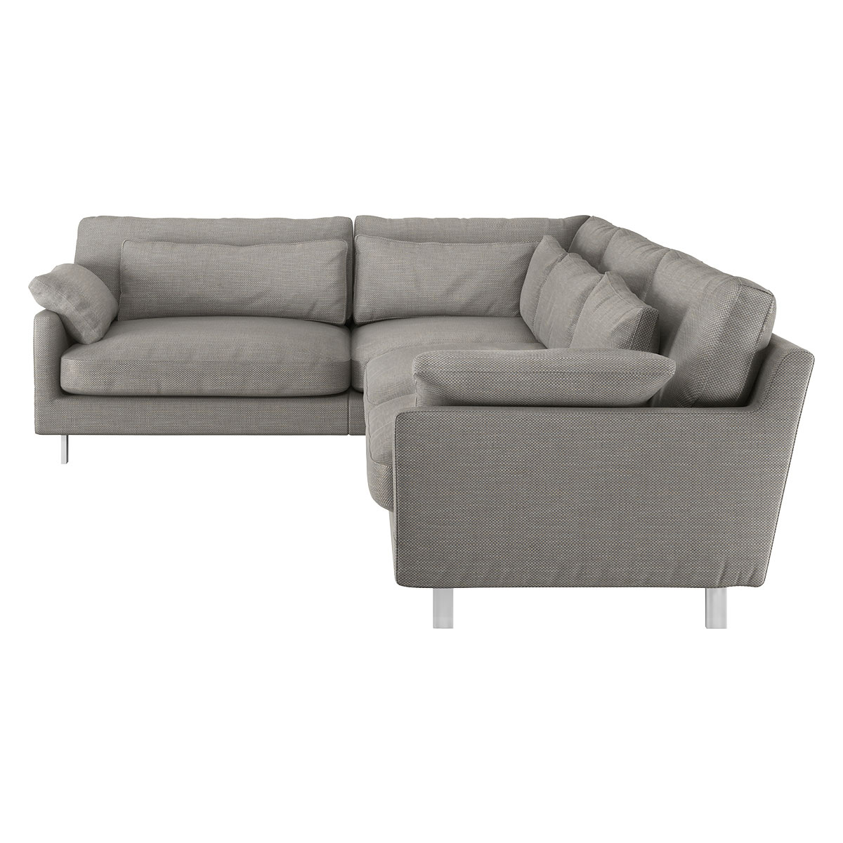 Cuscino Light Grey Textured FaBric Right-Arm Corner Sofa, Grey – image 4
