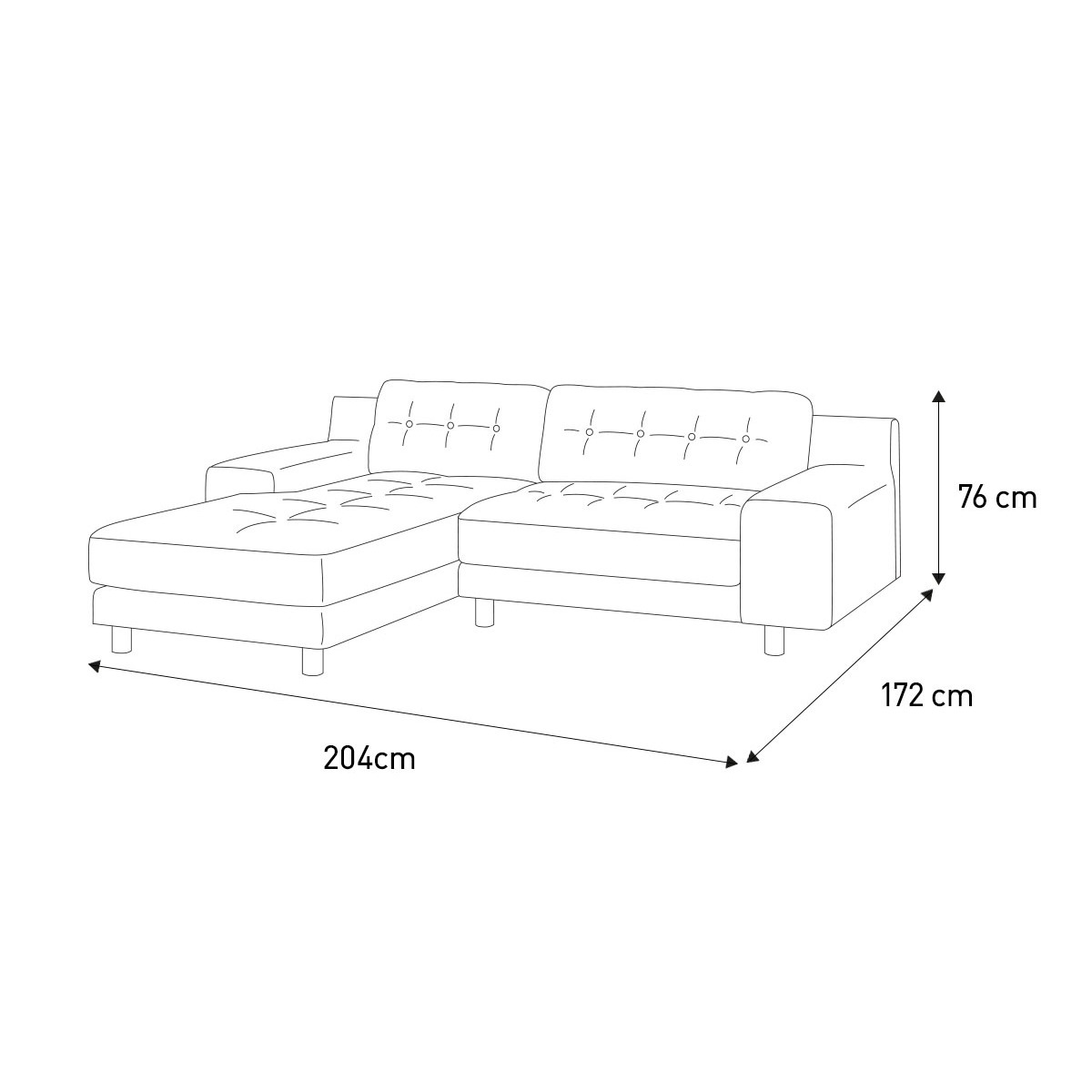 Hendricks Grey FaBric Small Left-Hand Chaise Sofa, Grey – image 7