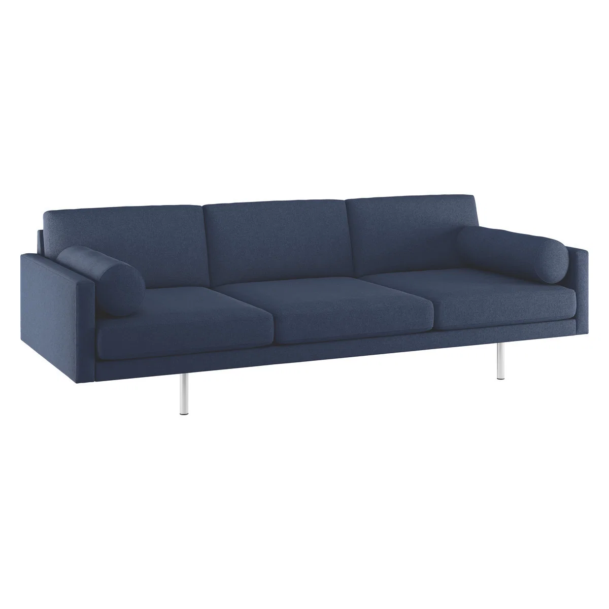 Spencer Blue Wool 4 Seater Sofa, Metal Legs, Blue – image 3