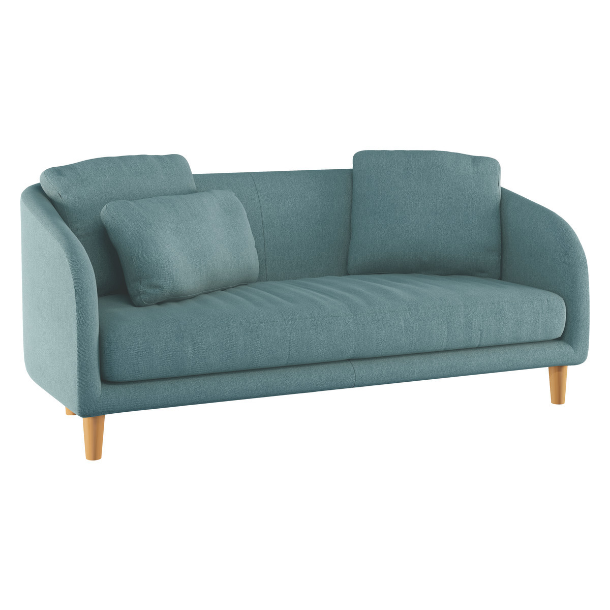Colby Teal Blue FaBric 2 Seater Sofa, Wooden Feet, Blue – image 3