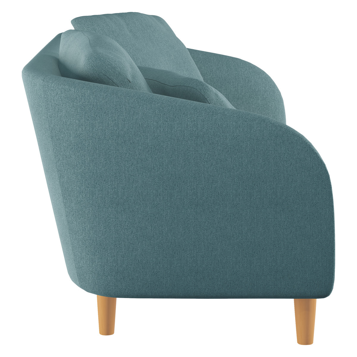 Colby Teal Blue FaBric 2 Seater Sofa, Wooden Feet, Blue – image 4