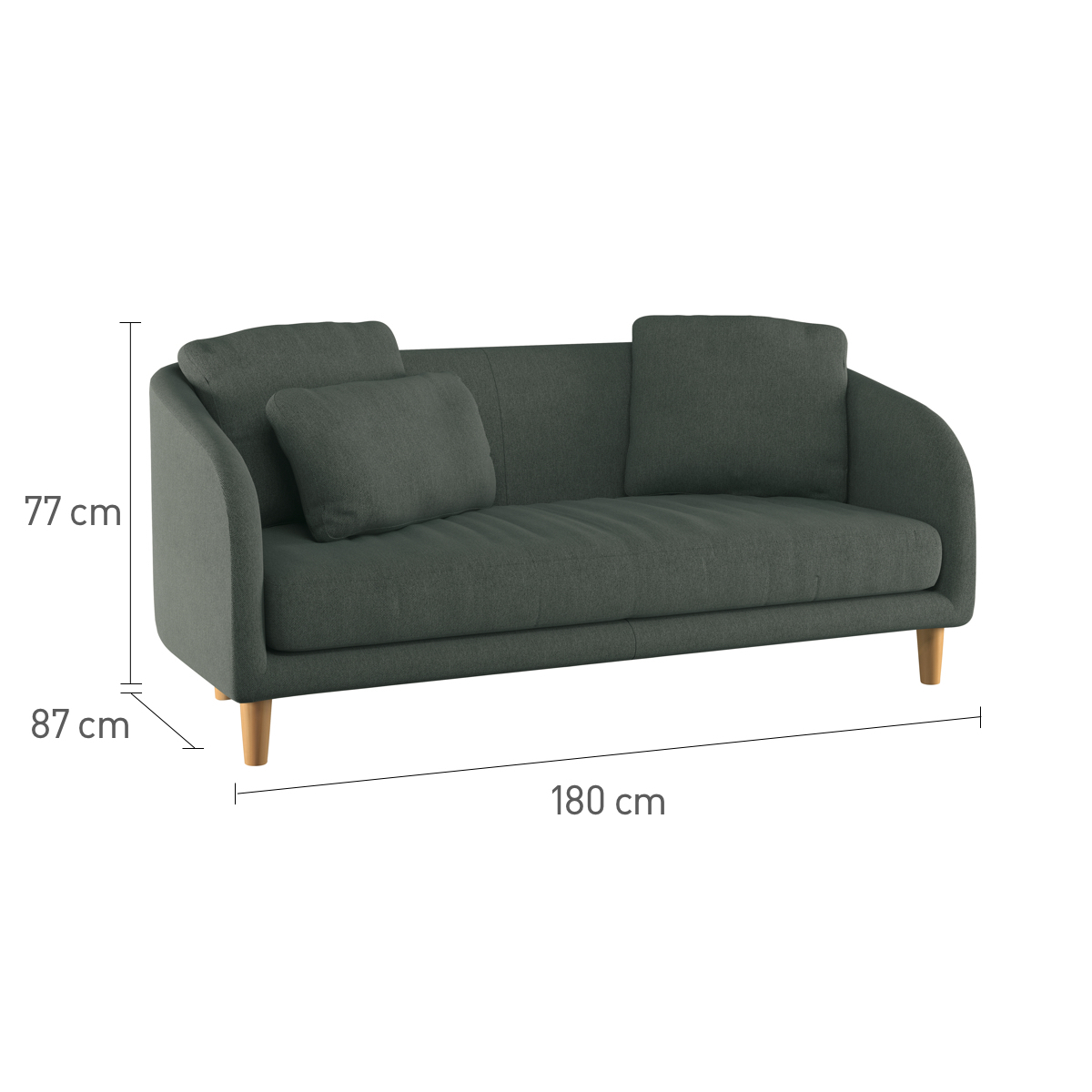 Colby Teal Blue FaBric 2 Seater Sofa, Wooden Feet, Blue – image 8
