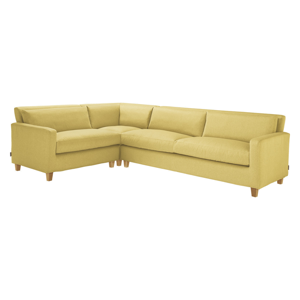 Chester Yellow FaBric Right-Arm Corner Sofa, Oak Stained Feet, Saffron Yellow – image 3