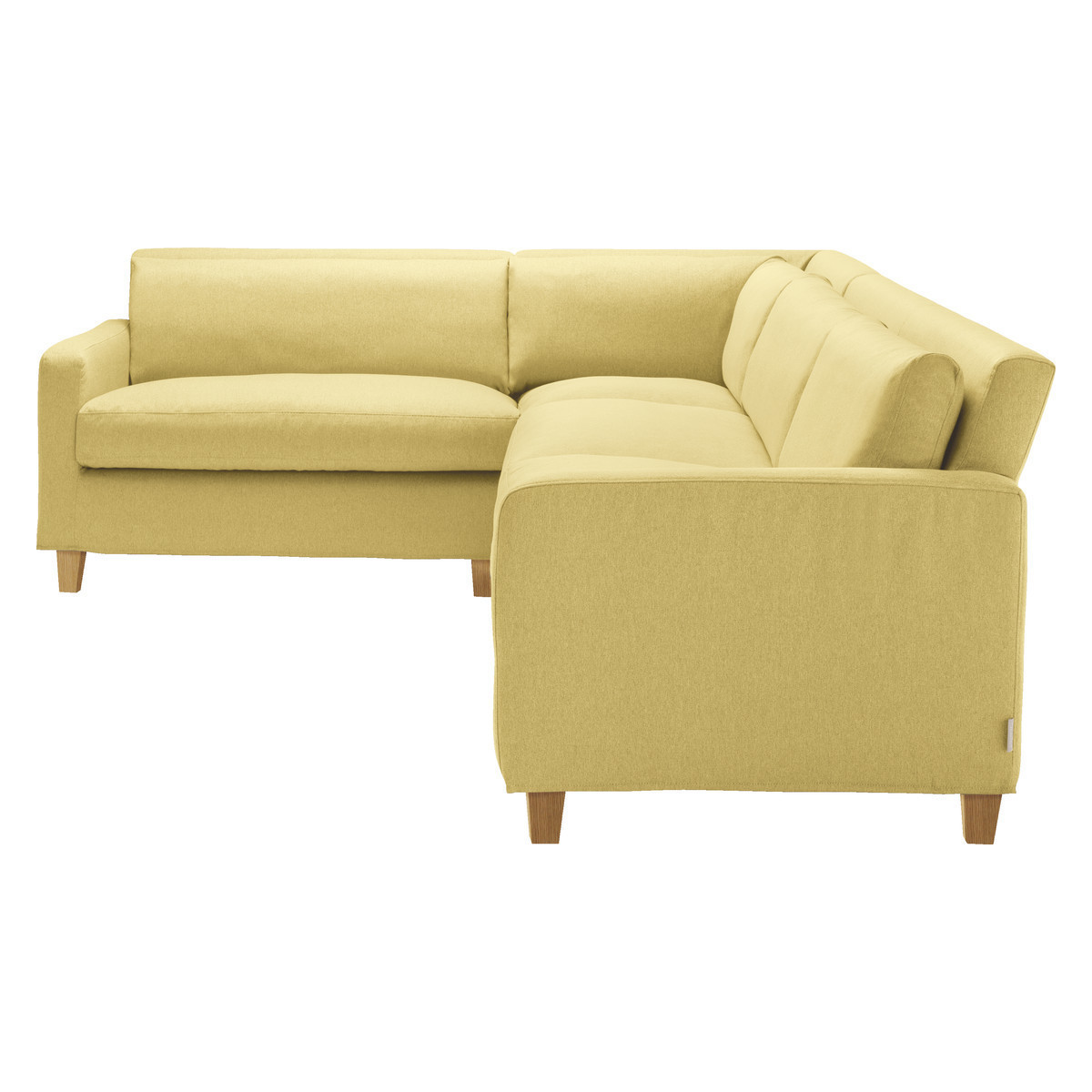 Chester Yellow FaBric Right-Arm Corner Sofa, Oak Stained Feet, Saffron Yellow – image 4