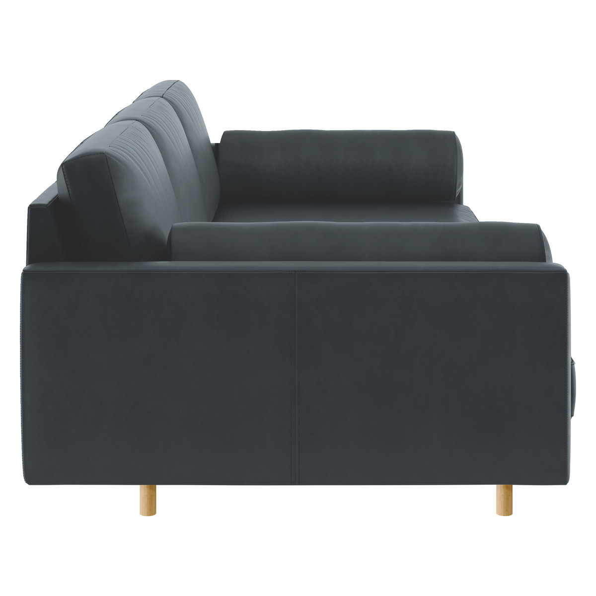 Spencer Dark Grey Luxury Leather 4 Seater Sofa, Oak Legs, Grey – image 4