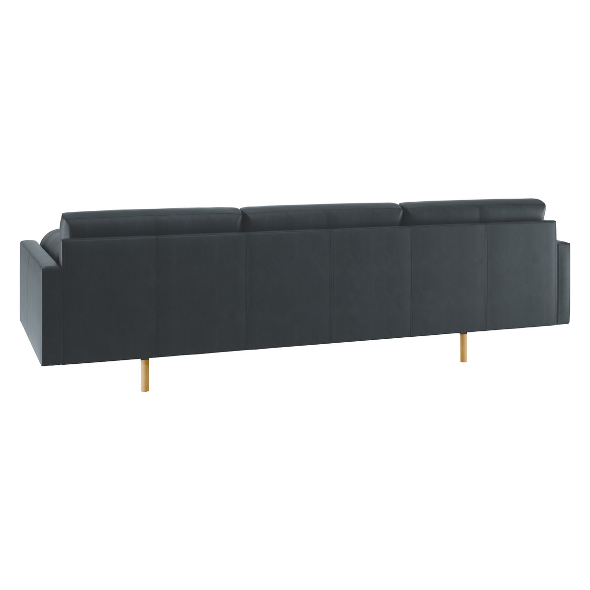 Spencer Dark Grey Luxury Leather 4 Seater Sofa, Oak Legs, Grey – image 5