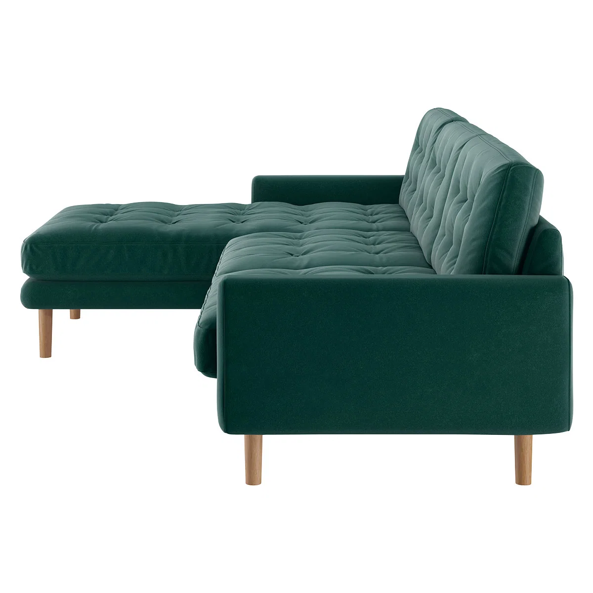 Fenner Emerald Green Velvet Left-Hand 4 Seater Chaise Sofa, Green – image 3