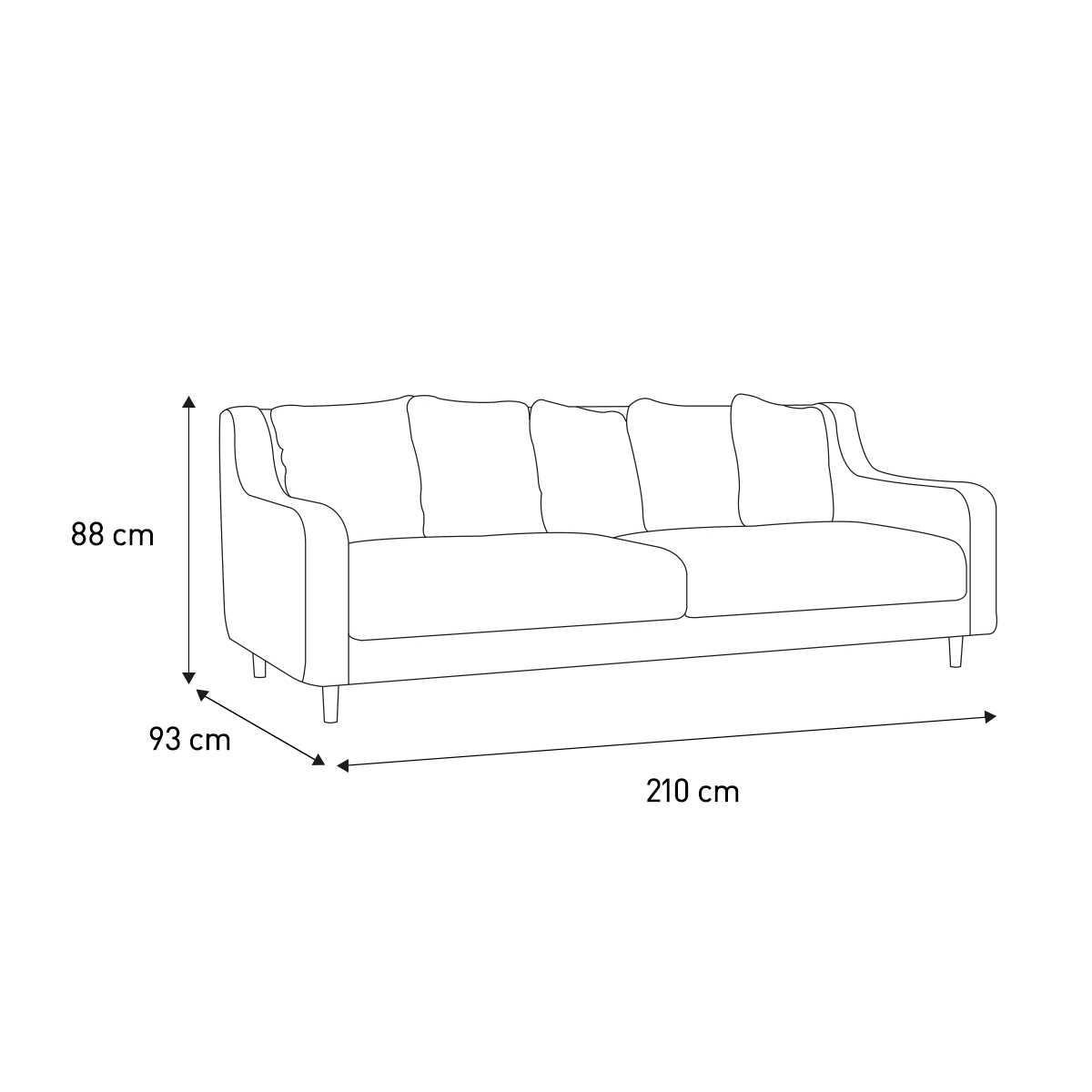 Swift Blue FaBric 3 Seater Sofa, Blue – image 7