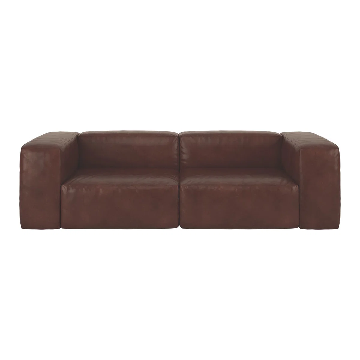Opollo Tan Leather 4 Seater Sofa, Tan – image 1