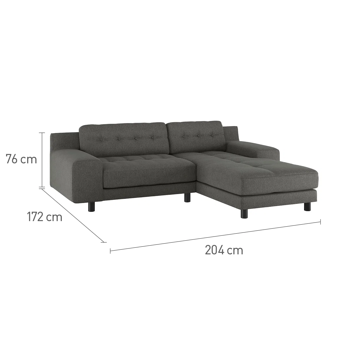 Hendricks 3 Seater Charcoal Grey Velvet Right Hand Chaise Sofa, Charcoal – image 7