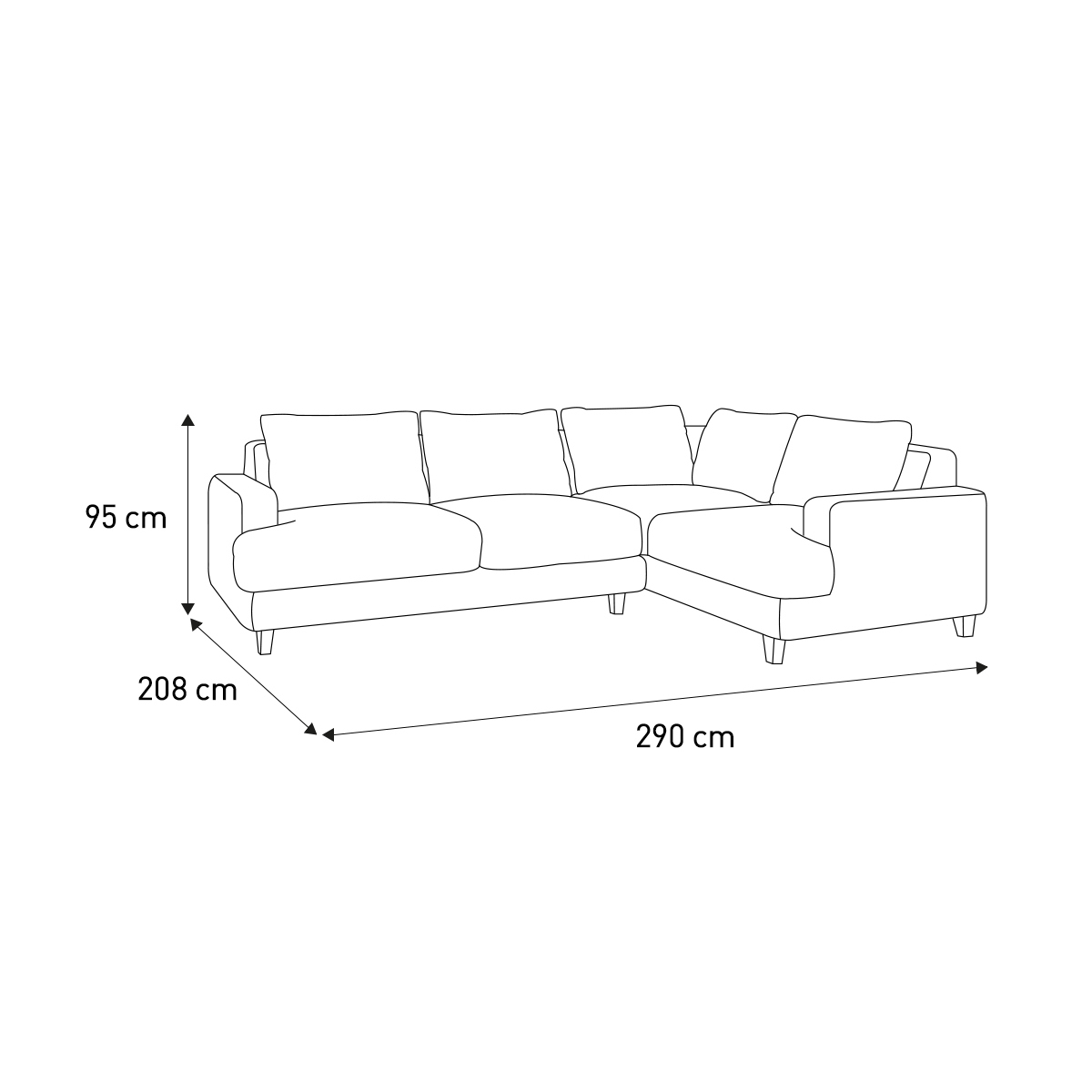 Wiltons Charcoal Grey Woven FaBric Left Hand Corner Sofa, Charcoal – image 7