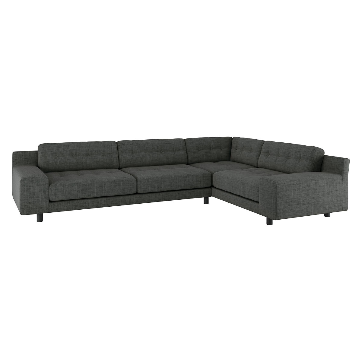 Hendricks Charcoal Grey Italian Woven FaBric Left-Arm Corner Sofa, Charcoal – image 4