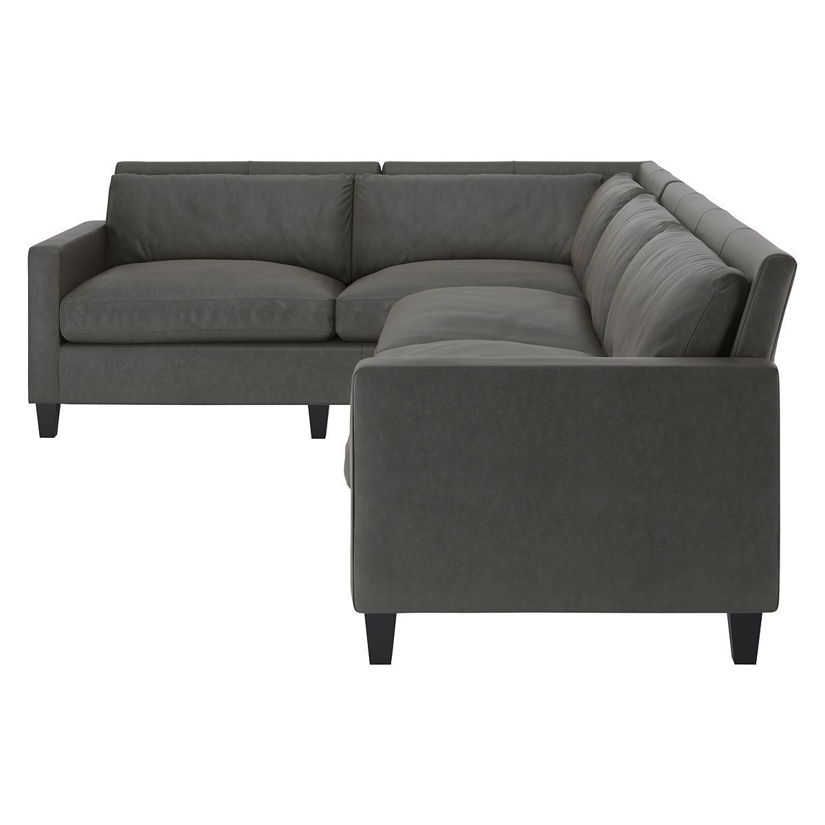 Chester Grey Leather Right-Arm Corner Sofa, Dark Stained Feet, Grey – image 3