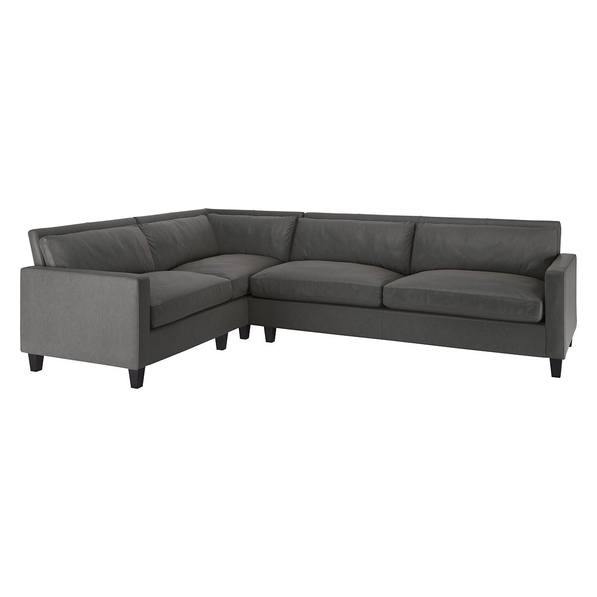 Chester Grey Leather Right-Arm Corner Sofa, Dark Stained Feet, Grey – image 4