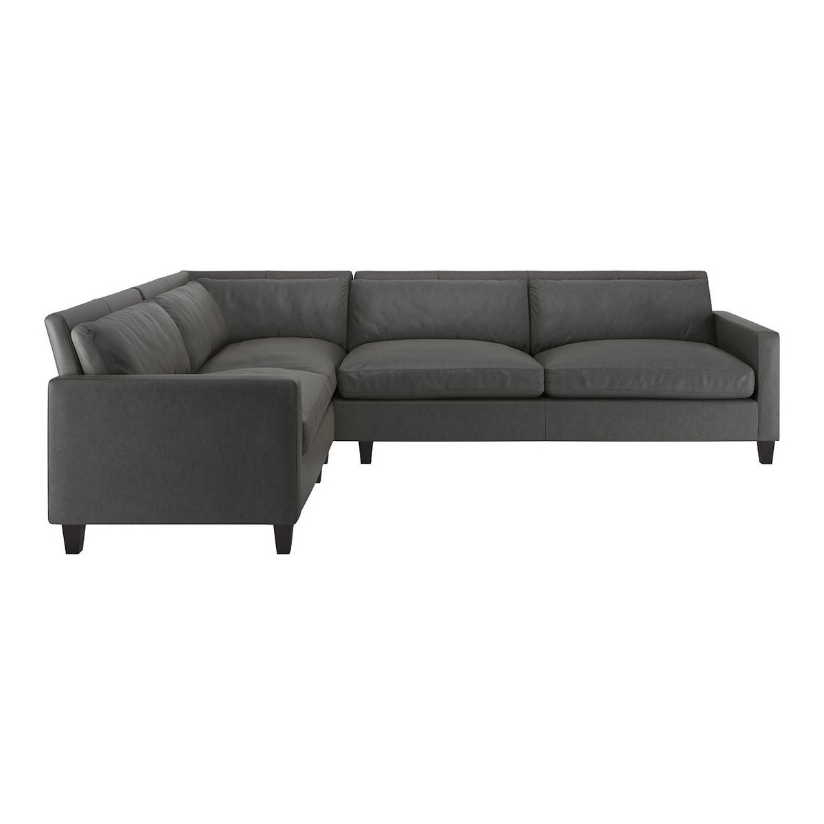Chester Grey Leather Right-Arm Corner Sofa, Dark Stained Feet, Grey – image 1