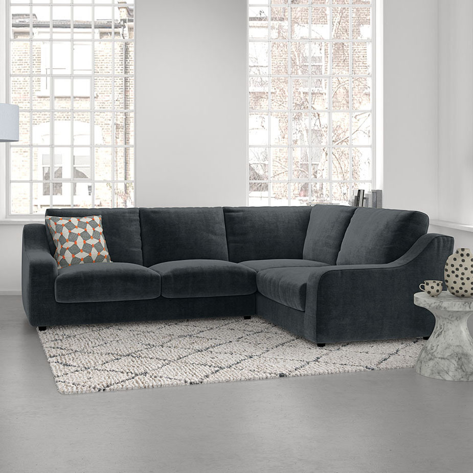 Slope Black And White Italian Woven FaBric Right-Arm Corner Sofa, Black And White – image 2