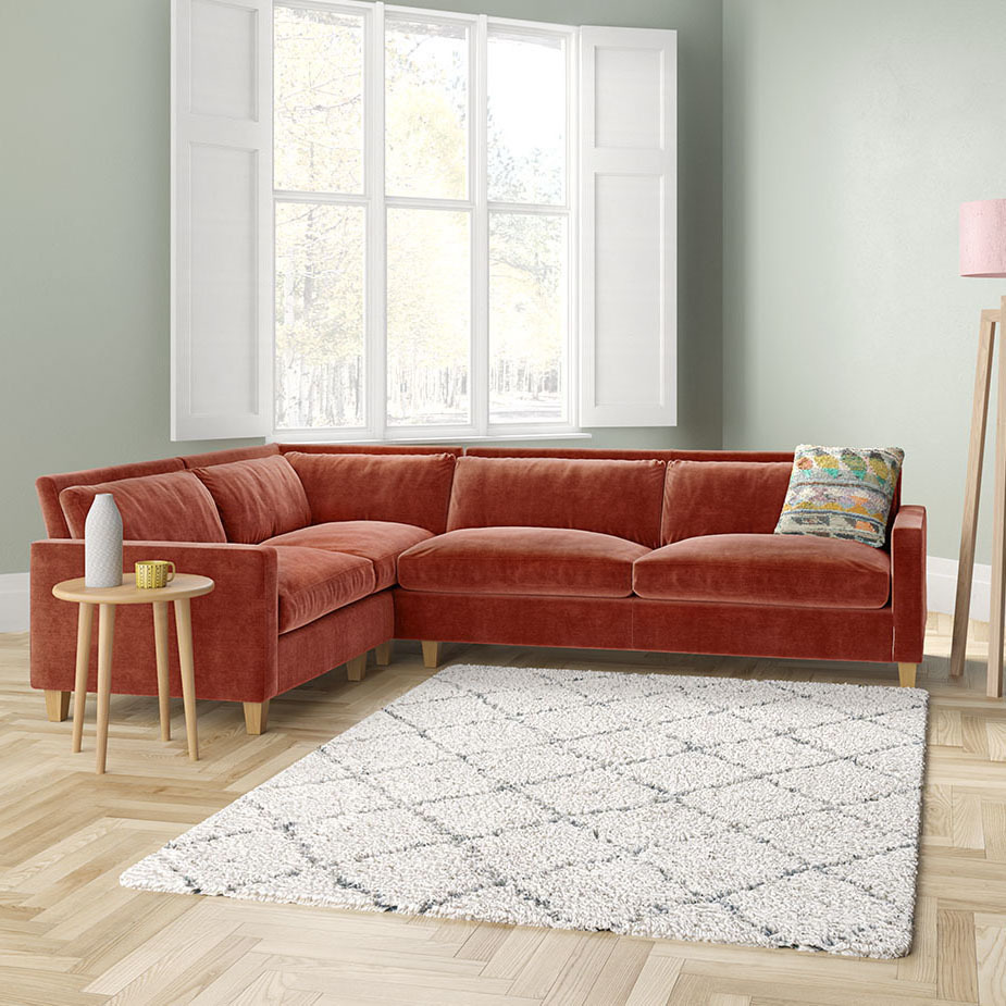 Chester Yellow FaBric Right-Arm Corner Sofa, Dark Feet, Yellow – image 2