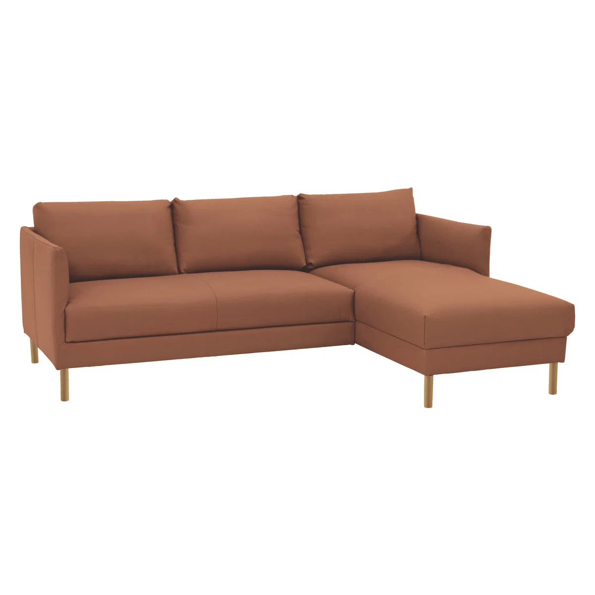 Hyde Tan Premium Leather Right-Arm Chaise Sofa, Wooden Leg, Tan – image 3