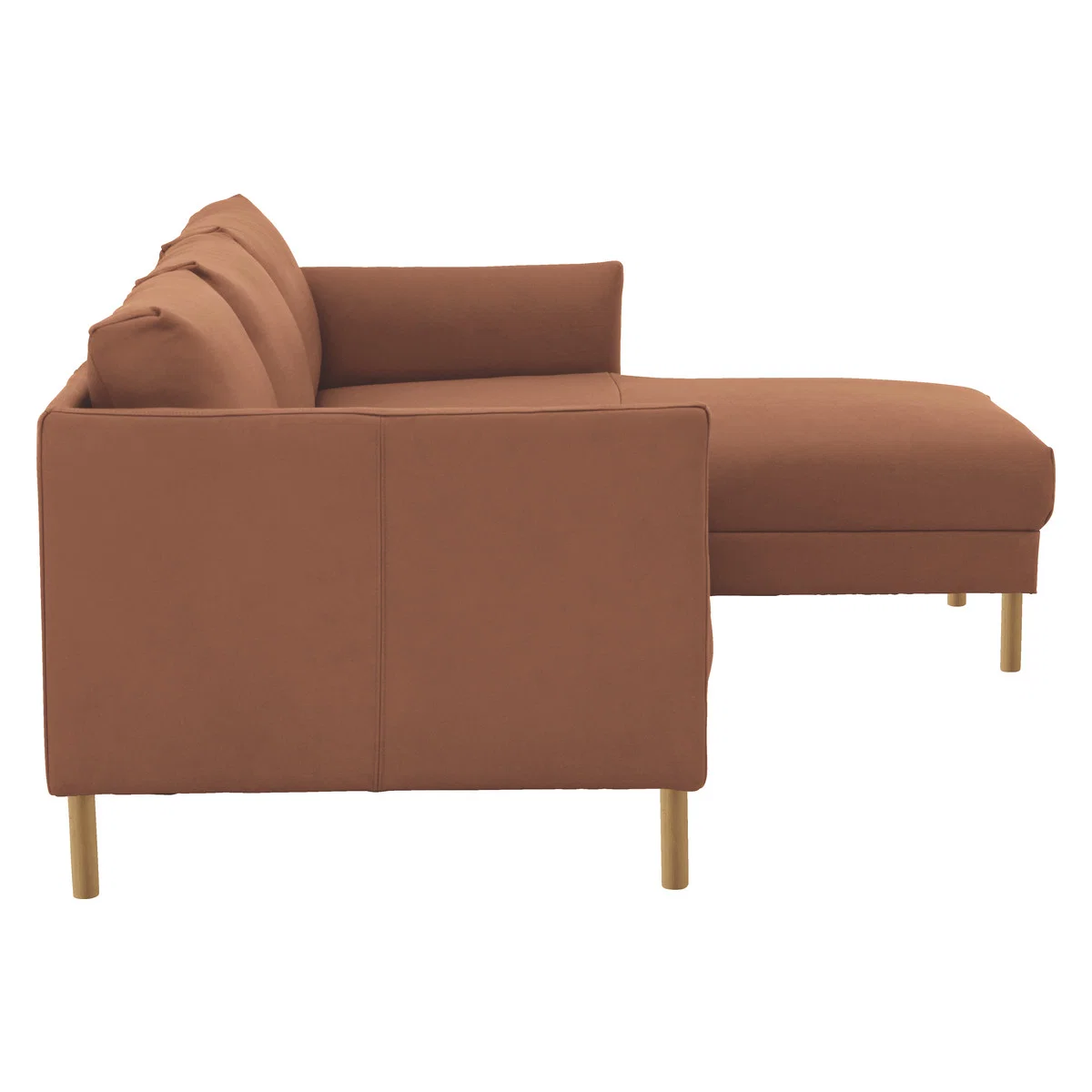 Hyde Tan Premium Leather Right-Arm Chaise Sofa, Wooden Leg, Tan – image 4