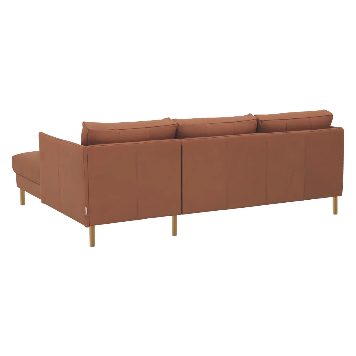 Hyde Tan Premium Leather Right-Arm Chaise Sofa, Wooden Leg, Tan – image 5