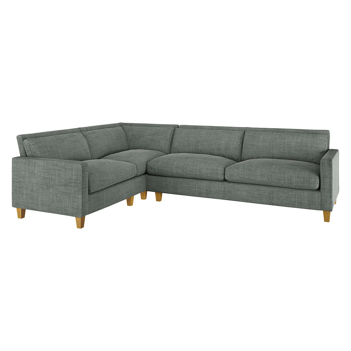 Chester Grey Italian Woven Right-Arm Corner Sofa, Oak Feet, Grey – image 4