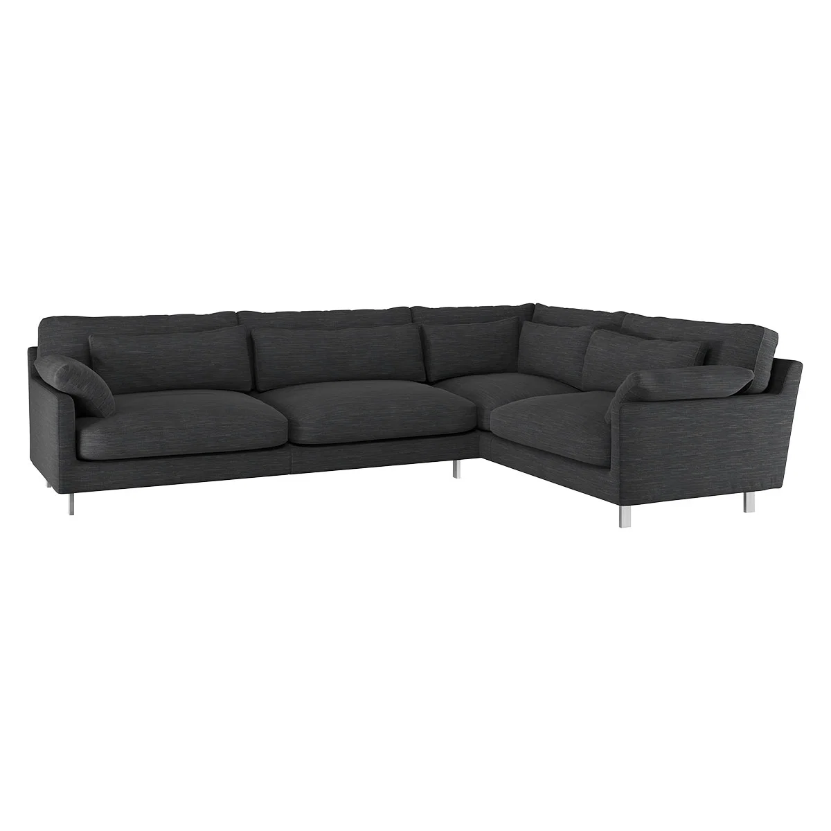 Cuscino Charcoal Grey Textured FaBric Left-Arm Corner Sofa, Charcoal – image 3