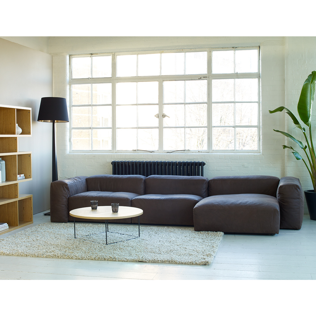 Opollo Grey Leather 4 Seater Sofa, Grey – image 2