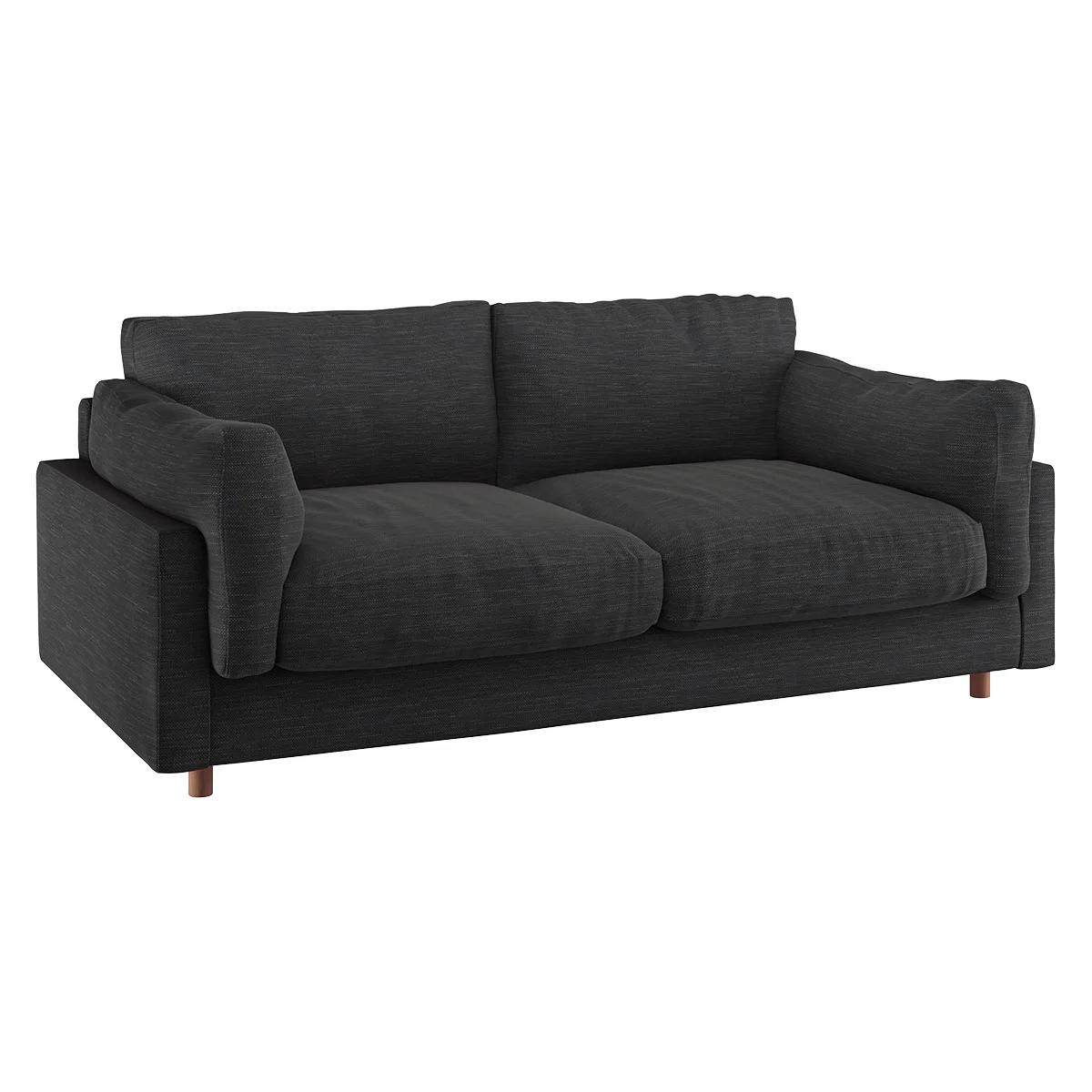 Elkin Charcoal Grey Textured FaBric 3 Seat Sofa, Charcoal – image 3