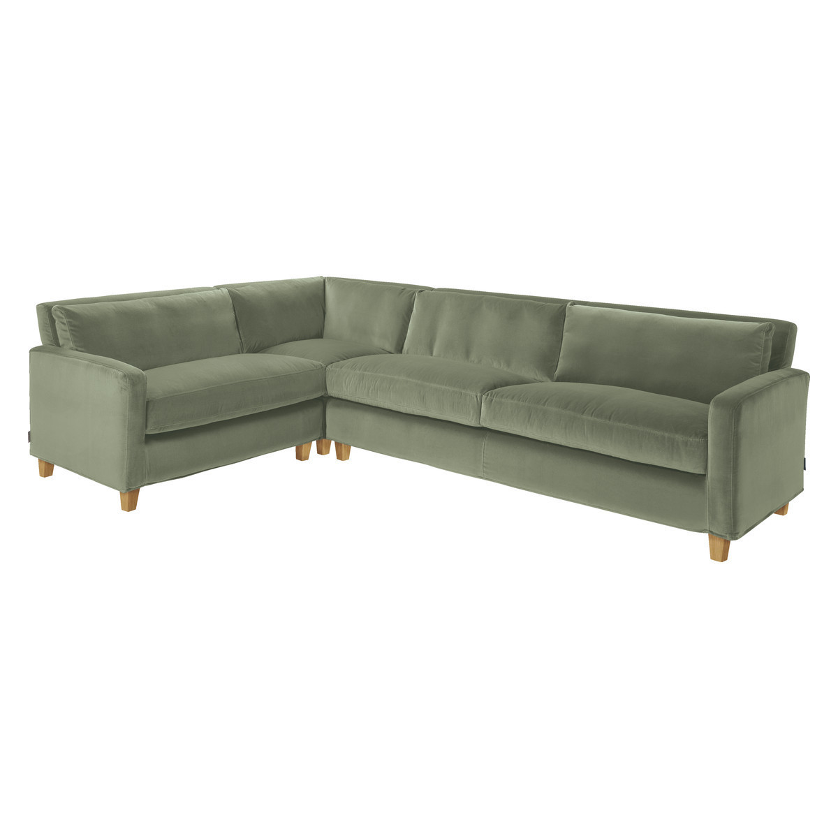 Chester Sage Green Velvet Right-Arm Corner Sofa, Oak Feet, Green Green – image 3