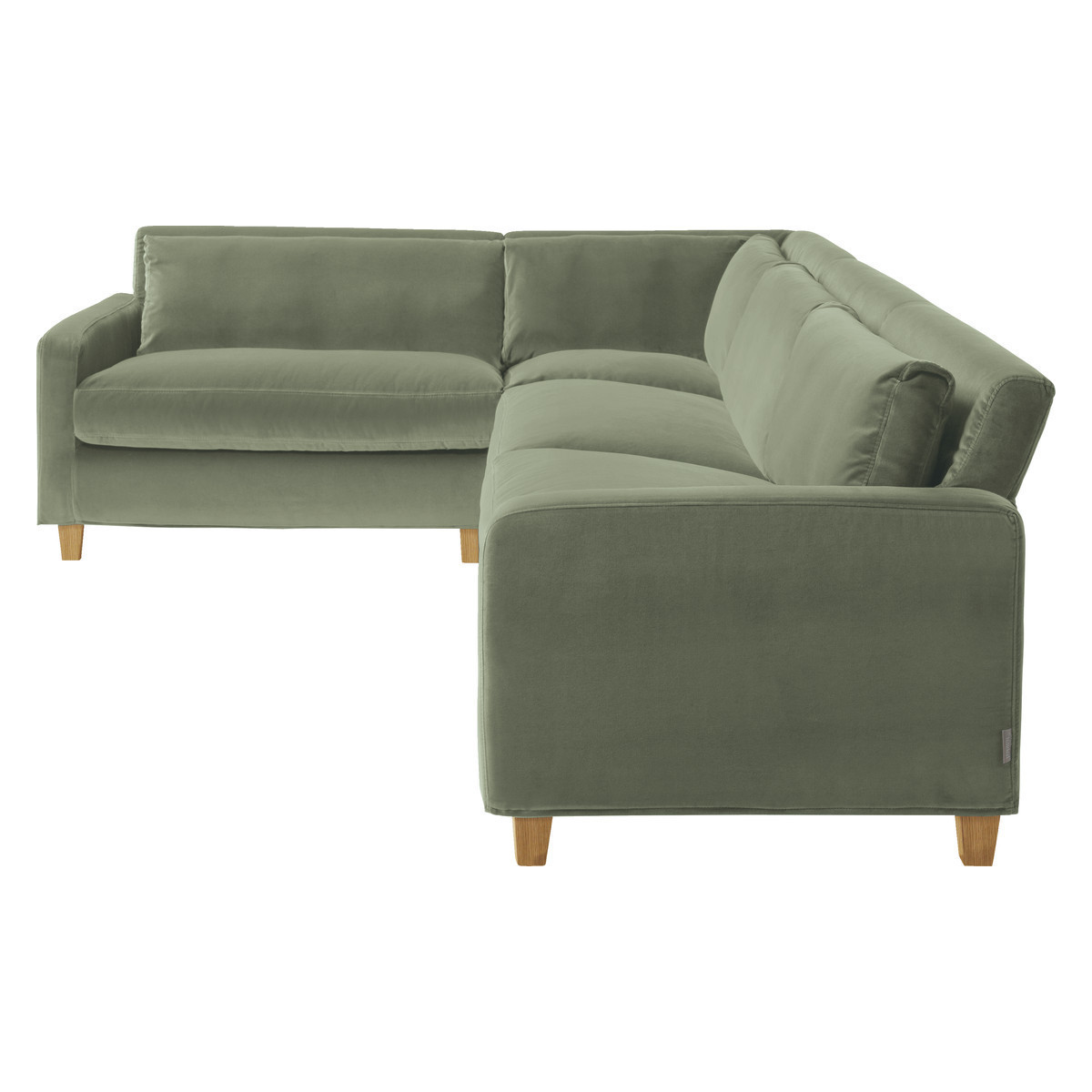 Chester Sage Green Velvet Right-Arm Corner Sofa, Oak Feet, Green Green – image 4
