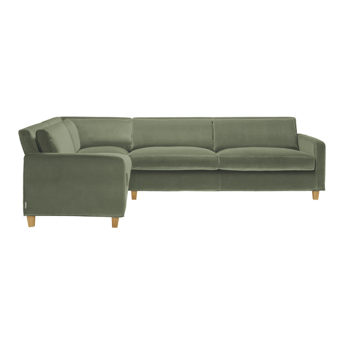 Chester Sage Green Velvet Right-Arm Corner Sofa, Oak Feet, Green Green – image 1