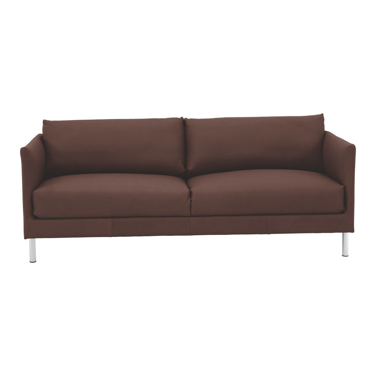 Hyde Brown Premium Leather 3 Seater Sofa, Metal Leg, Brown – image 1