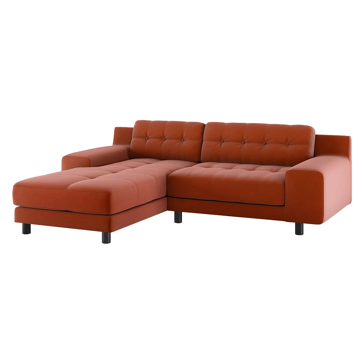 Hendricks Orange Velvet FaBric Small Left-Hand Chaise Sofa, Orange – image 3
