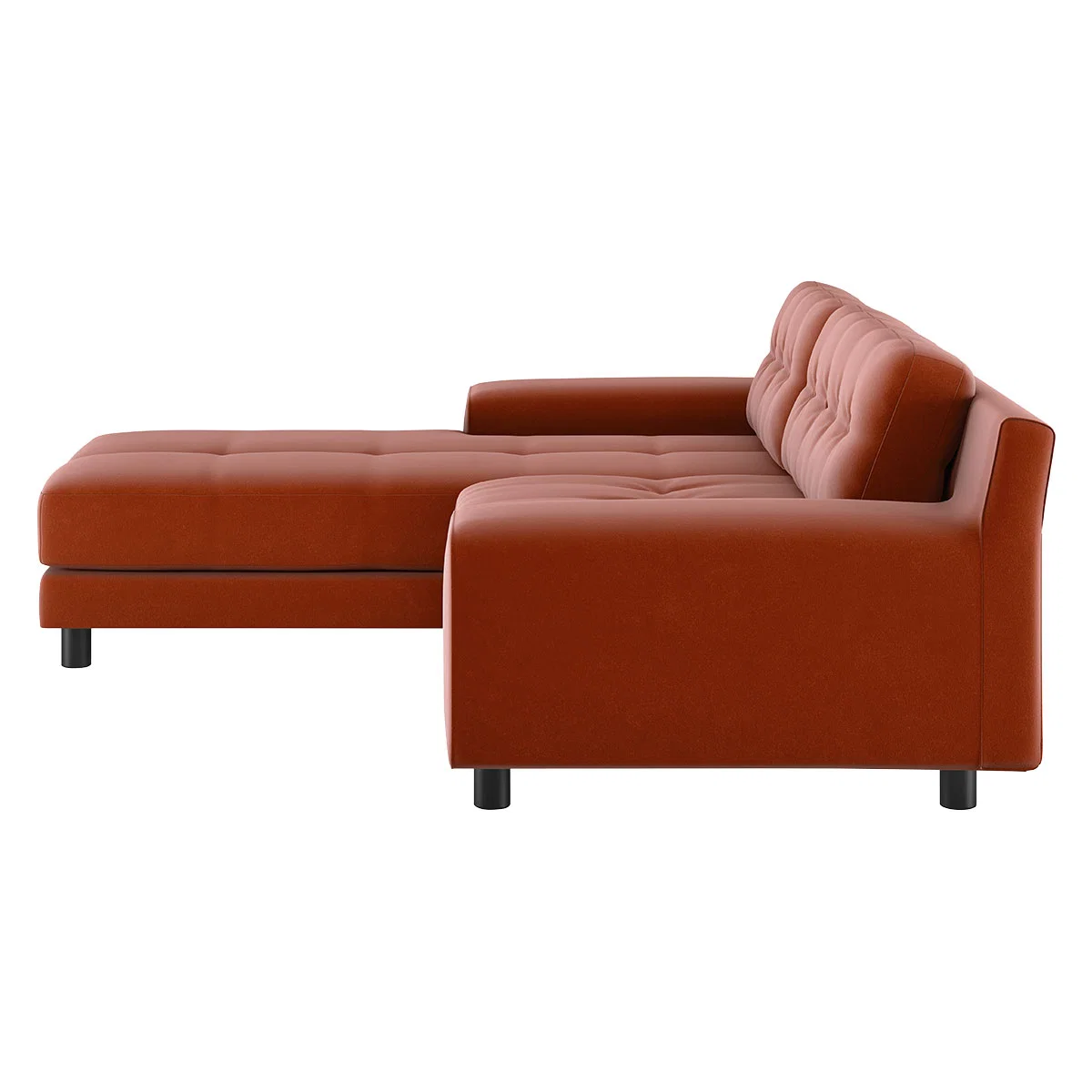 Hendricks Orange Velvet FaBric Small Left-Hand Chaise Sofa, Orange – image 4