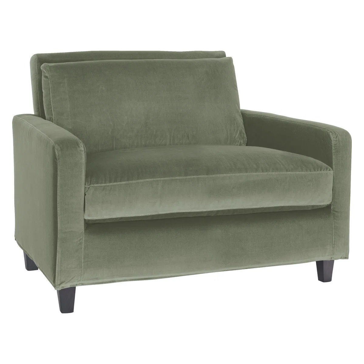 Chester Sage Green Velvet Compact Sofa, Dark Stained Feet, Green Green – image 3