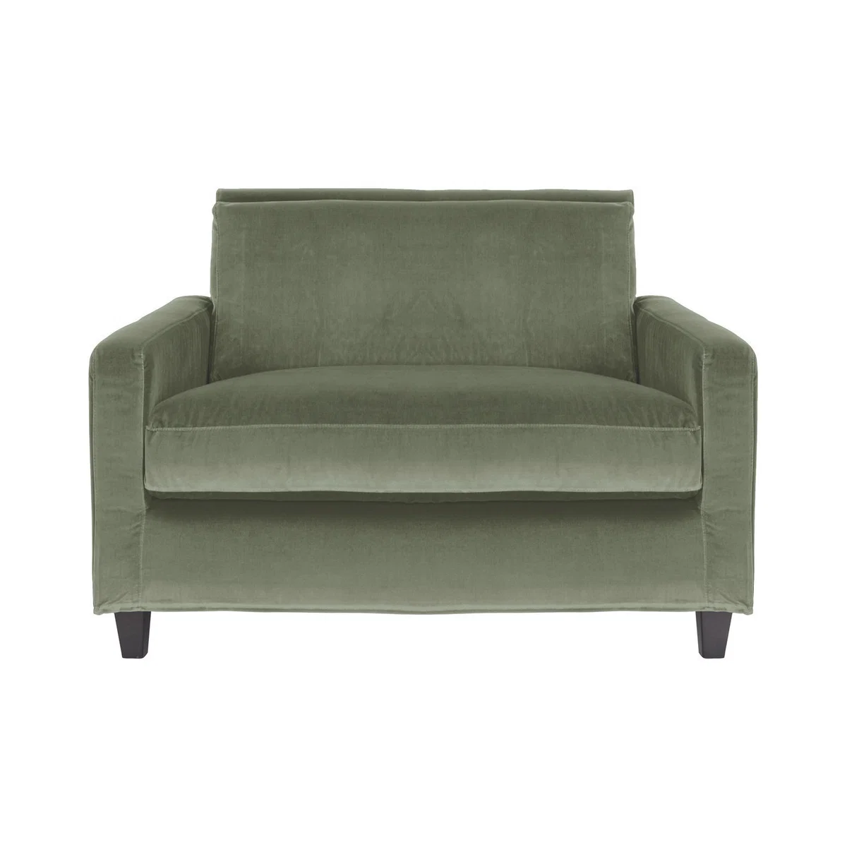 Chester Sage Green Velvet Compact Sofa, Dark Stained Feet, Green Green – image 1