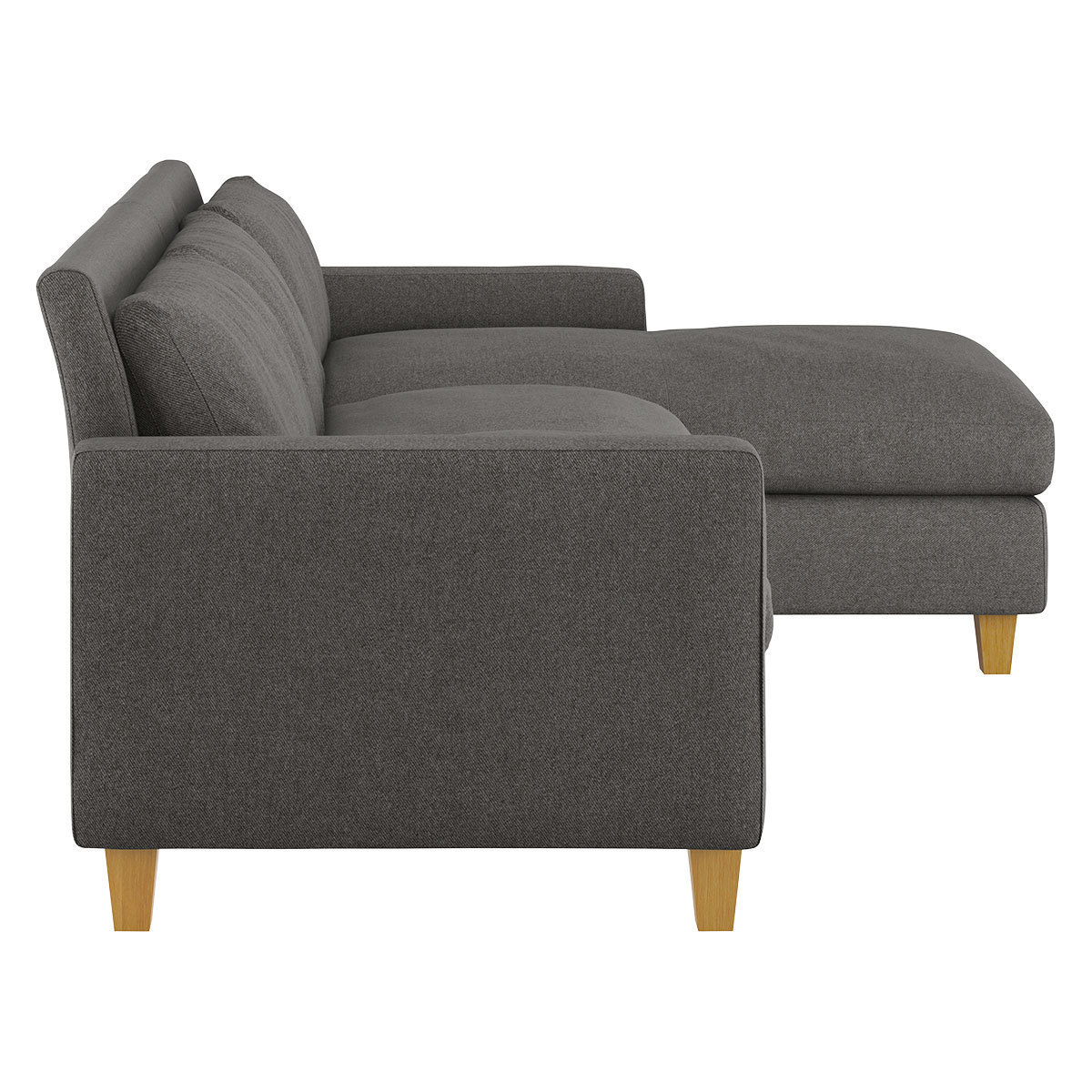 Chester Charcoal Grey Tweed Wool Mix 3 Seater Sofa Chaise, Oak Feet, Charcoal – image 3