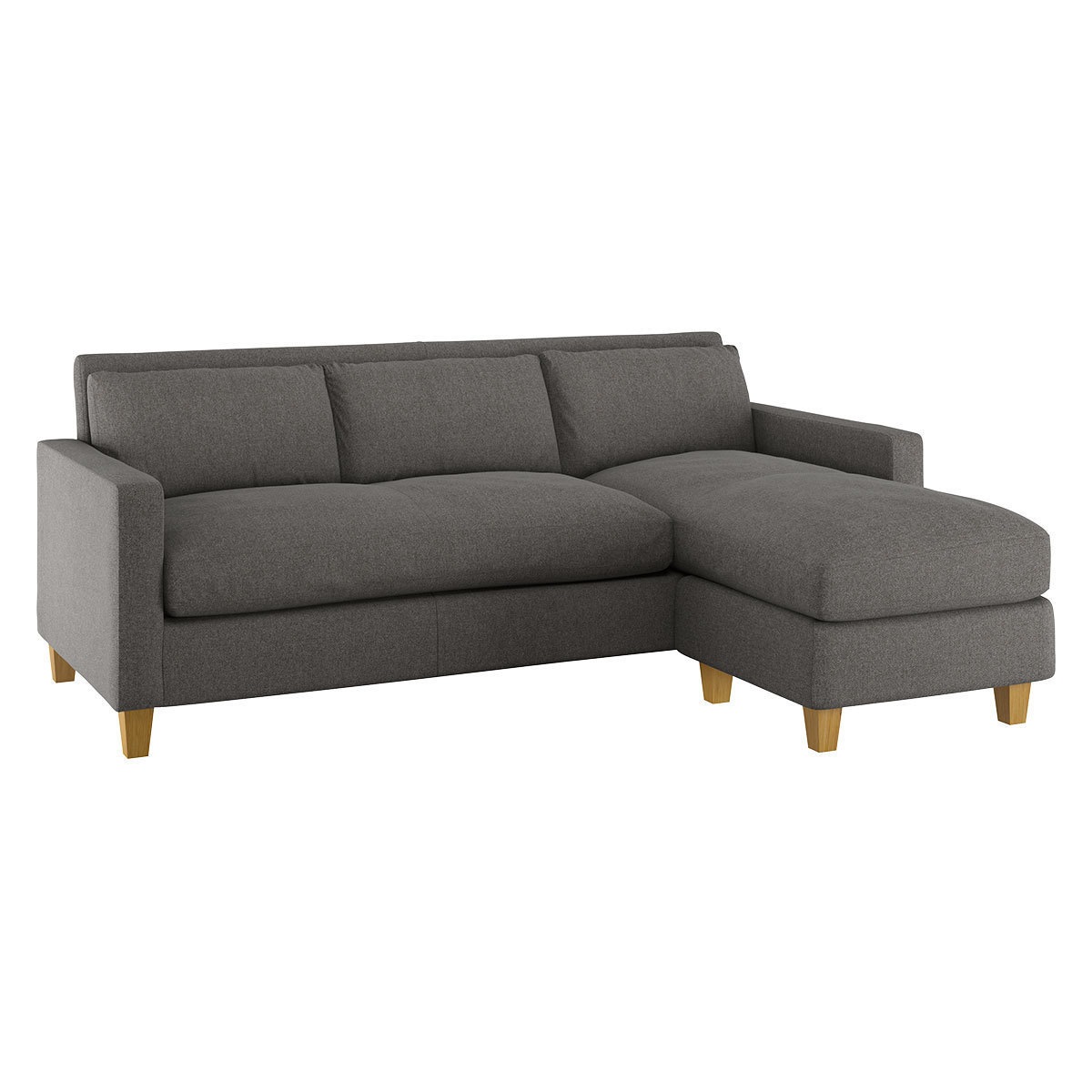 Chester Charcoal Grey Tweed Wool Mix 3 Seater Sofa Chaise, Oak Feet, Charcoal – image 4