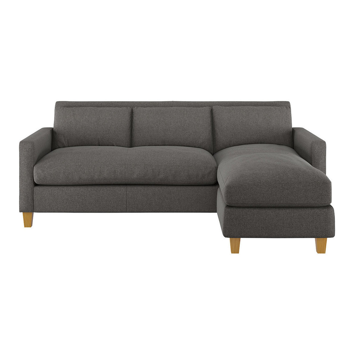 Chester Charcoal Grey Tweed Wool Mix 3 Seater Sofa Chaise, Oak Feet, Charcoal – image 1