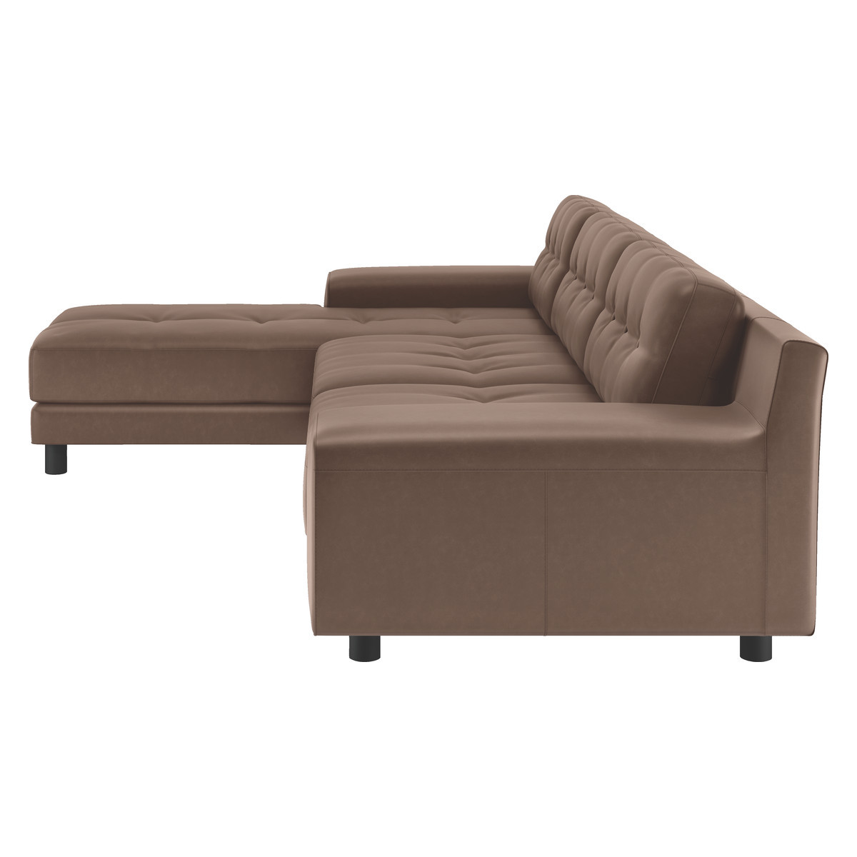 Hendricks Light Brown Luxury Leather Left Arm Chaise Sofa, Light Brown – image 4