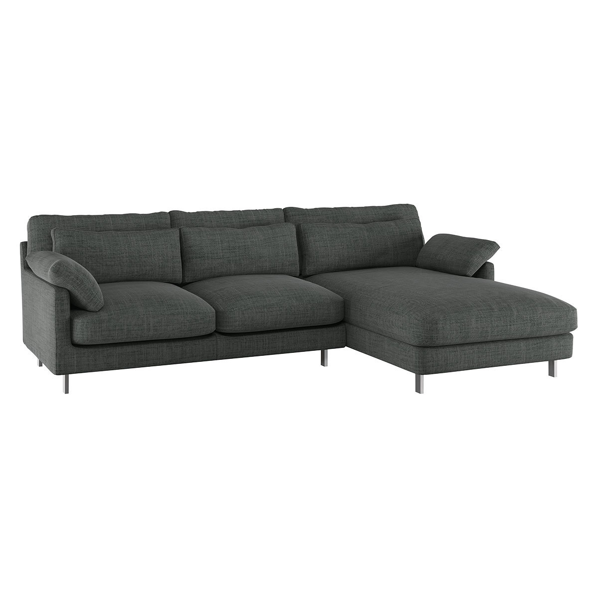 Cuscino Charocal Italian Woven Right-Arm Corner Sofa, Charcoal – image 3