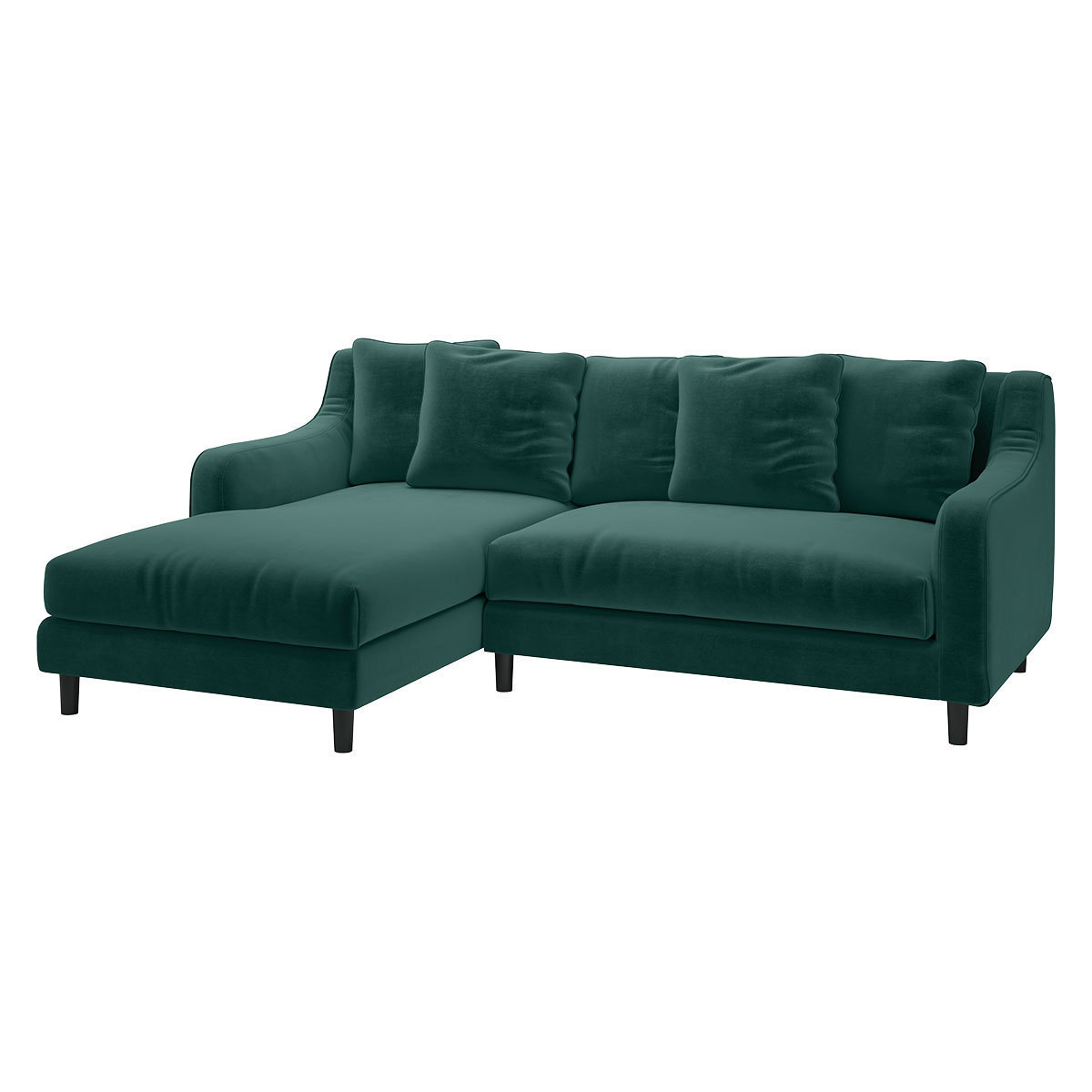 Swift Green Velvet Left Hand Chaise Sofa, Green – image 3