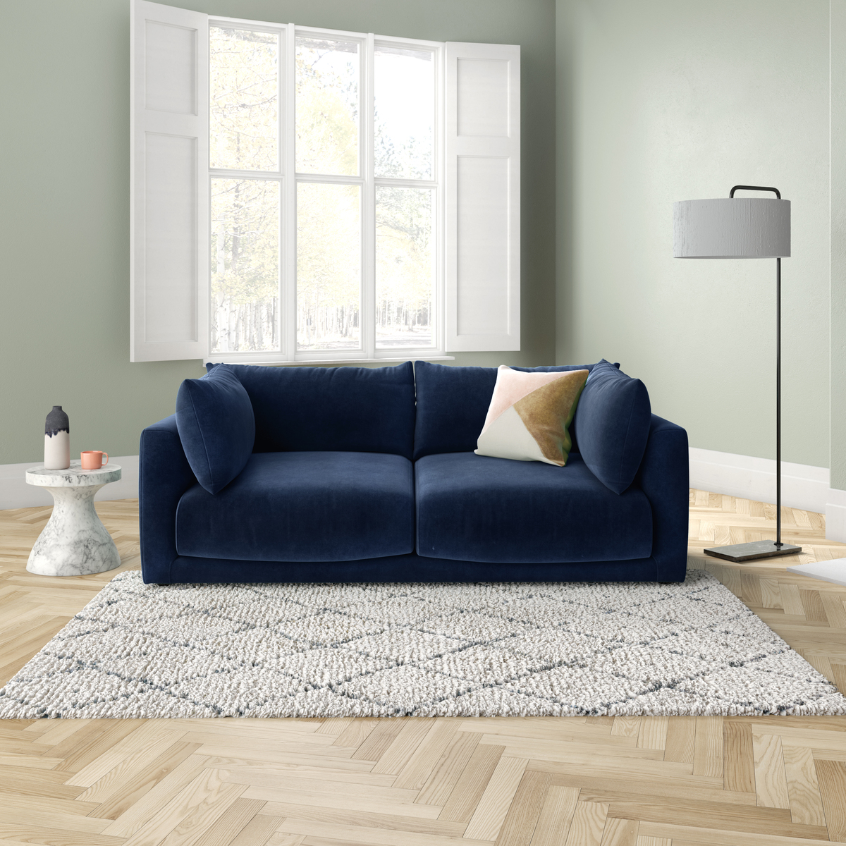 Clemence Green Velvet 3 Seat Sofa, Moss Green – image 8