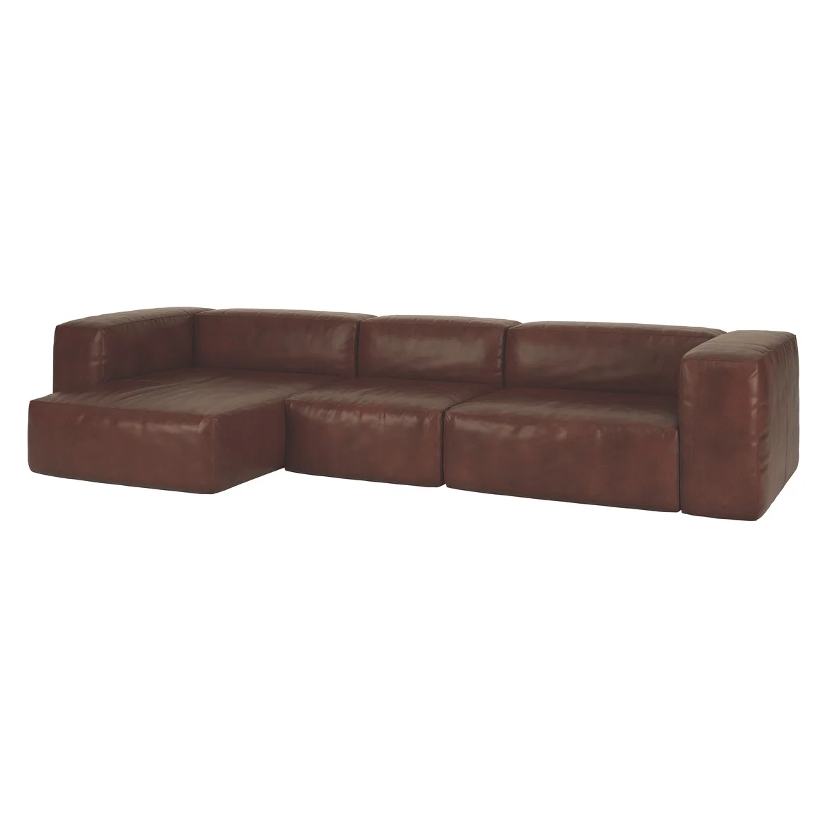 Opollo Tan Leather Large Left Arm Chaise Sofa Group, Tan – image 3