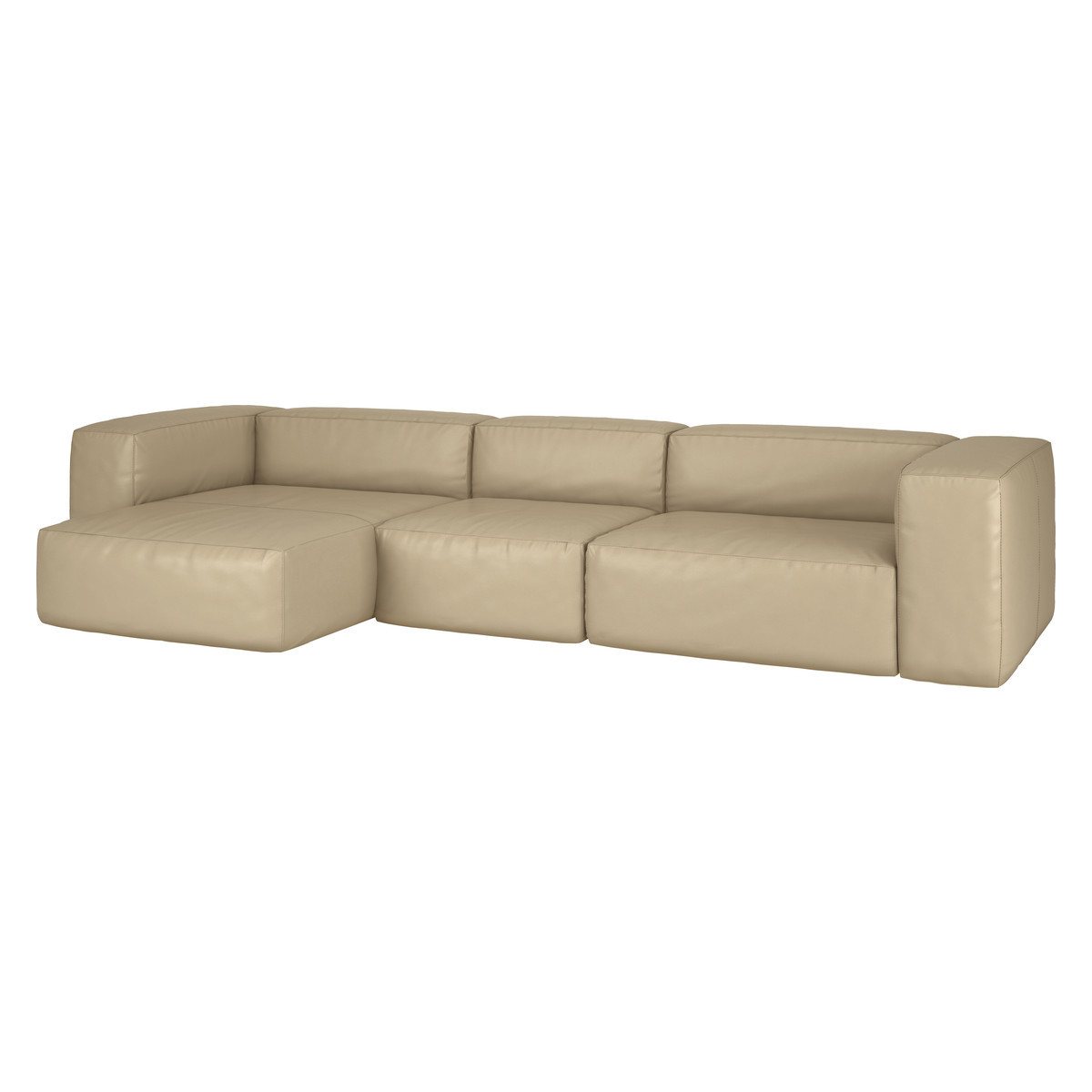 Opollo Stone Leather Large Left Arm Chaise Sofa Group, Stone – image 3