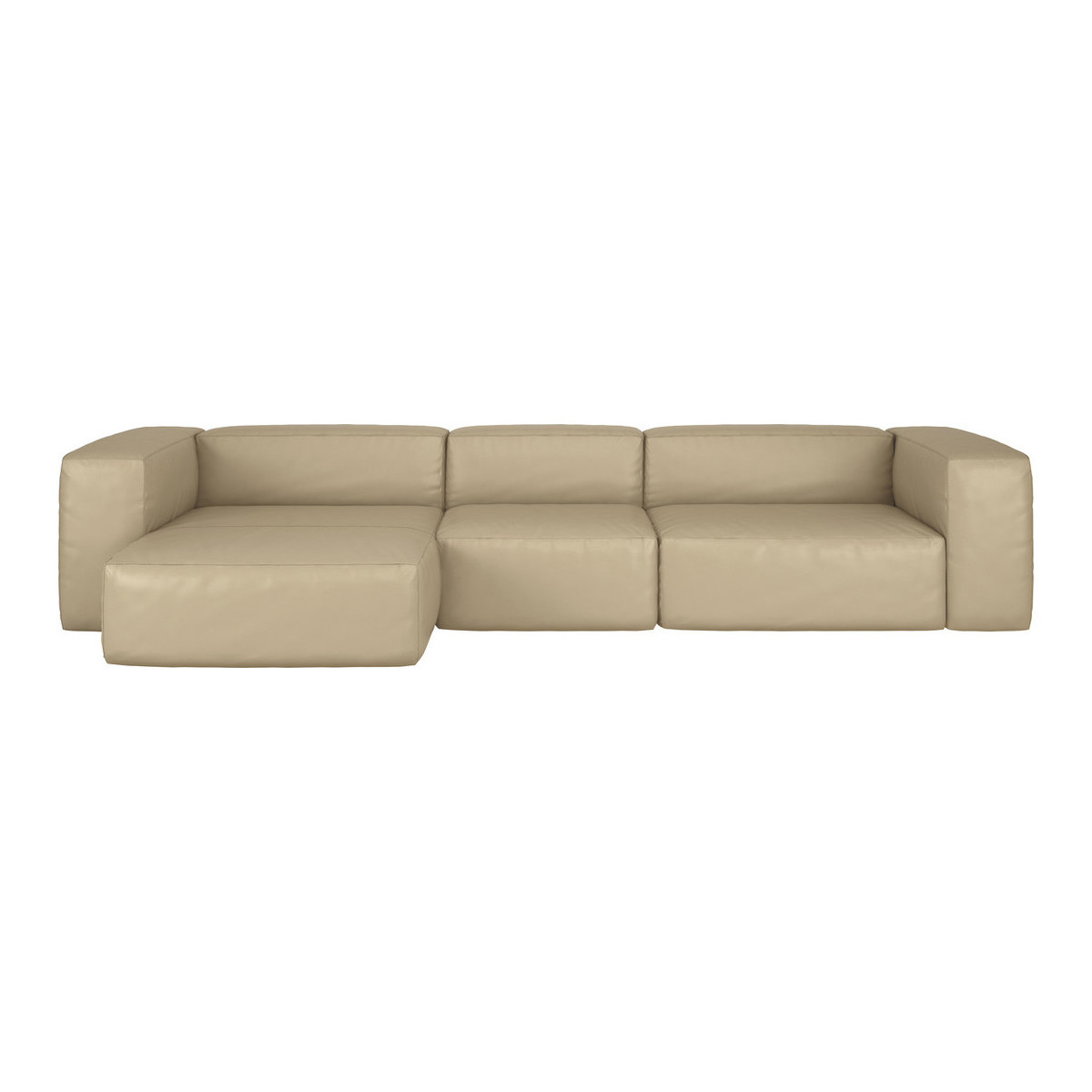 Opollo Stone Leather Large Left Arm Chaise Sofa Group, Stone – image 1