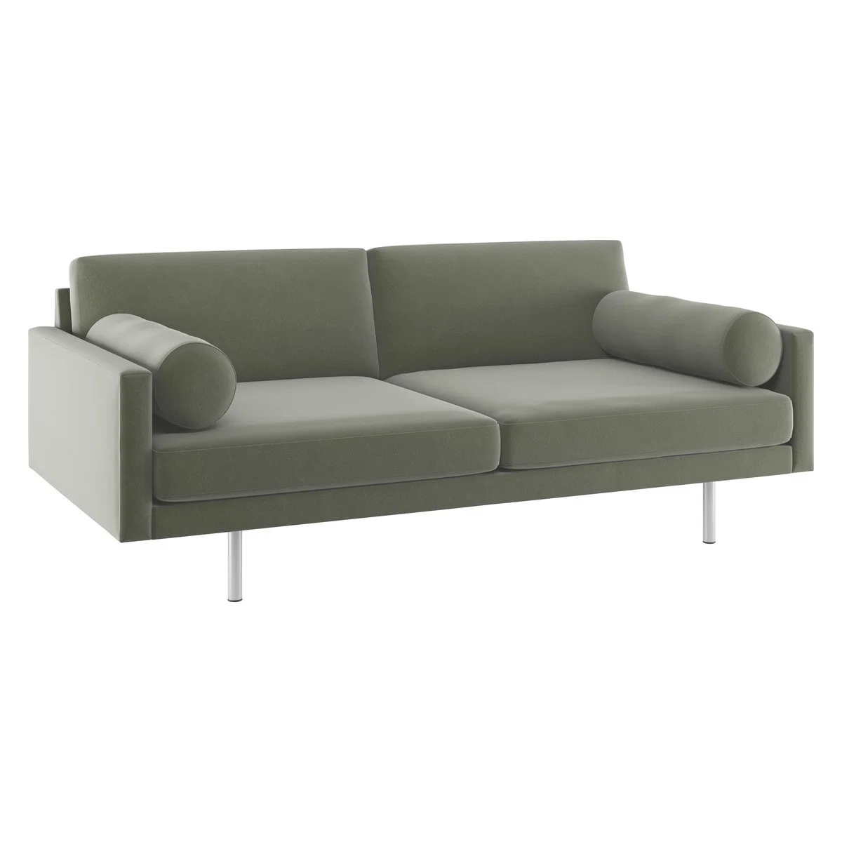 Spencer Sage Green Velvet 3 Seater Sofa, Metal Legs, Green Green – image 3