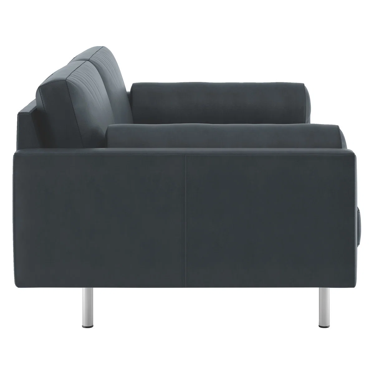 Spencer Dark Grey Luxury Leather 2 Seater Sofa, Metal Legs, Grey – image 4