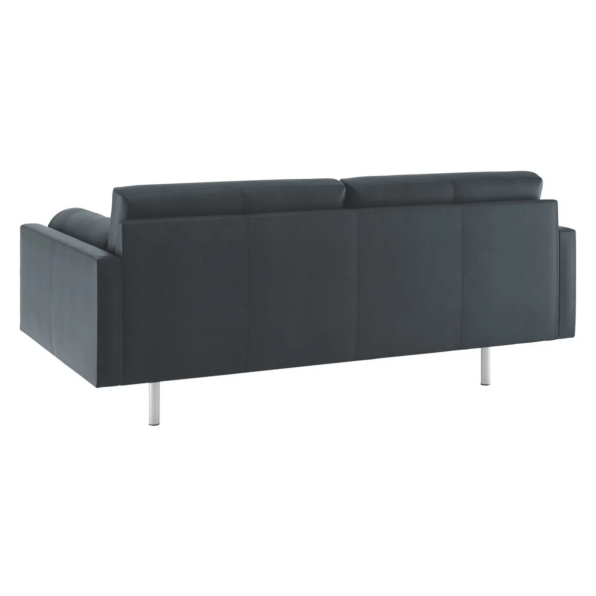 Spencer Dark Grey Luxury Leather 2 Seater Sofa, Metal Legs, Grey – image 5